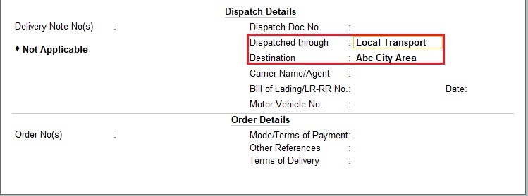 Dispatch Details Automatically in Sales Invoice